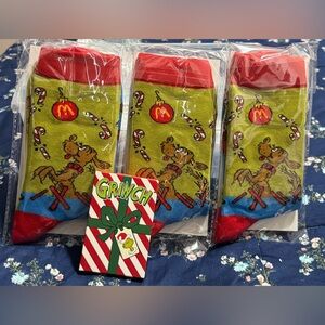 The Grinch Holiday Socks 2025 Lot Of 3 Pairs Card Game Brand New Gift McDonalds